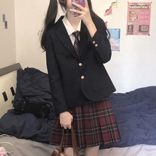日系学院风制服校供感西服套装正版全套秋冬黑色西装学生外套女