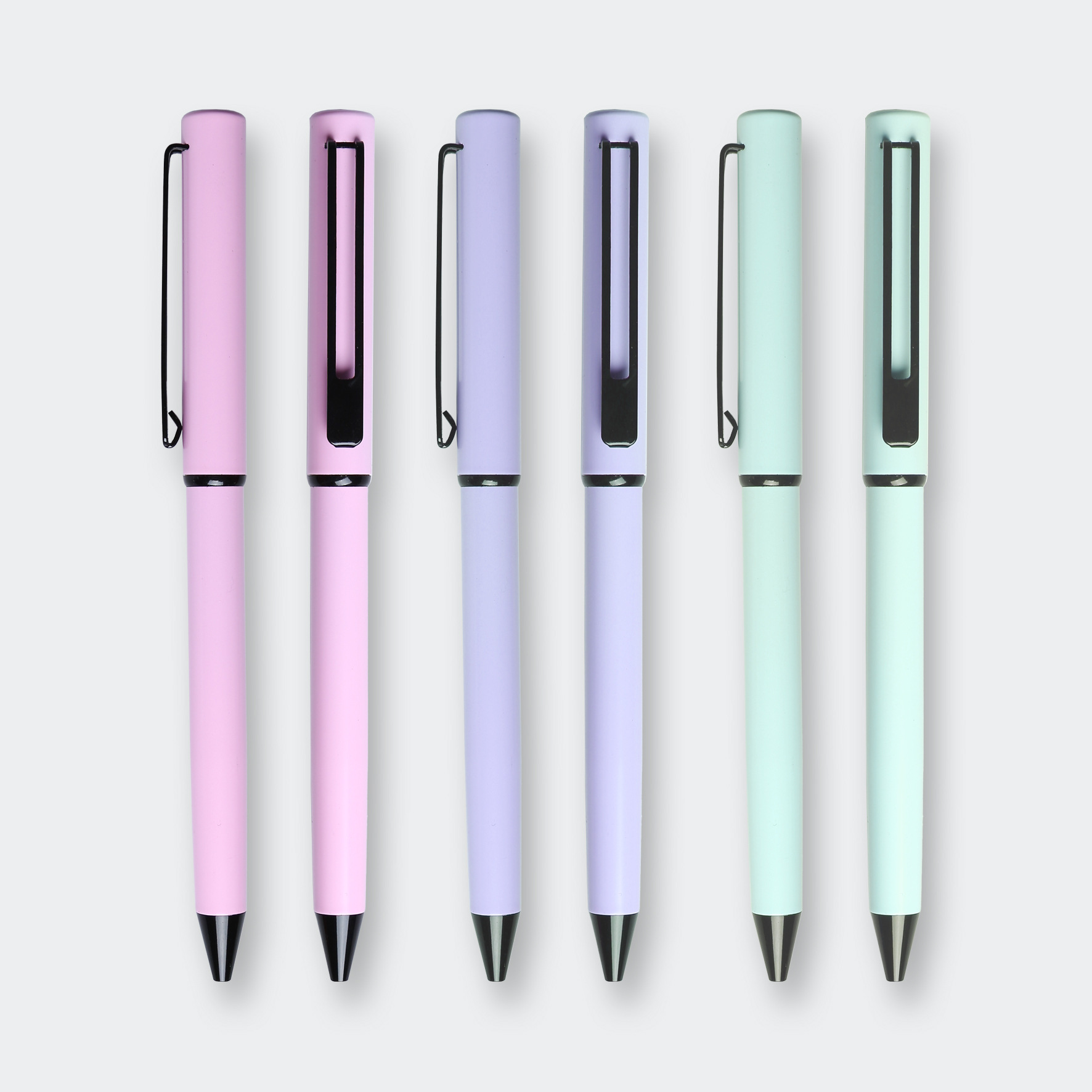 学生多色圆珠笔金属简约铝杆笔可加图案logo莫兰迪可爱中性笔批发