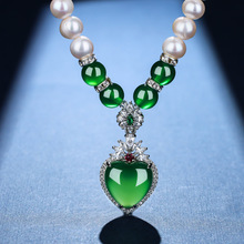 2021新款天然珍珠项链三件套母亲节送妈妈婆婆玛爱心玛瑙吊坠挂件