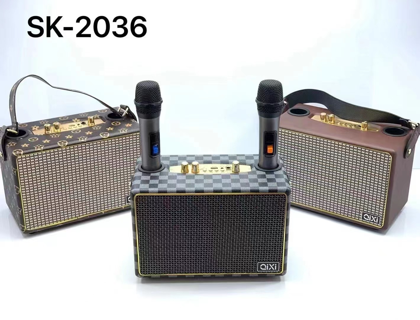 New SK-2036 Wireless Microphone Karaoke Bluetooth Audio Dual Microphone Portable Speaker Karaoke Gadget