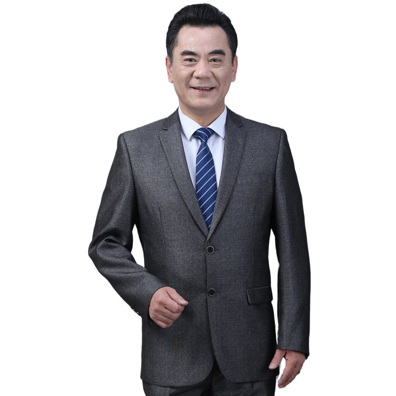 长款春季新款爸爸西装套装老人正装礼服爷爷装-阿里巴巴
