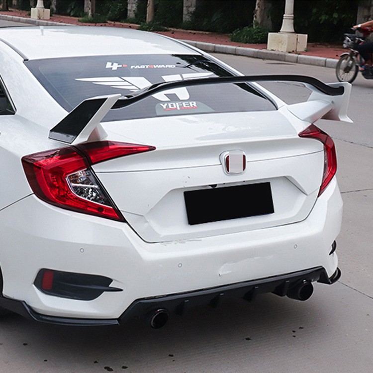 适用于16-20款十代思域三厢版tr尾翼改装typer尾翼定风翼顶翼套件