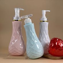 580ML雕花异形大肚塑料瓶玫瑰花型沐浴露洗发水护发素专用洗护瓶