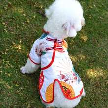 中国风旗袍猫咪狗唐装春夏季薄款连衣裙泰迪比熊小型犬宠物衣服饰