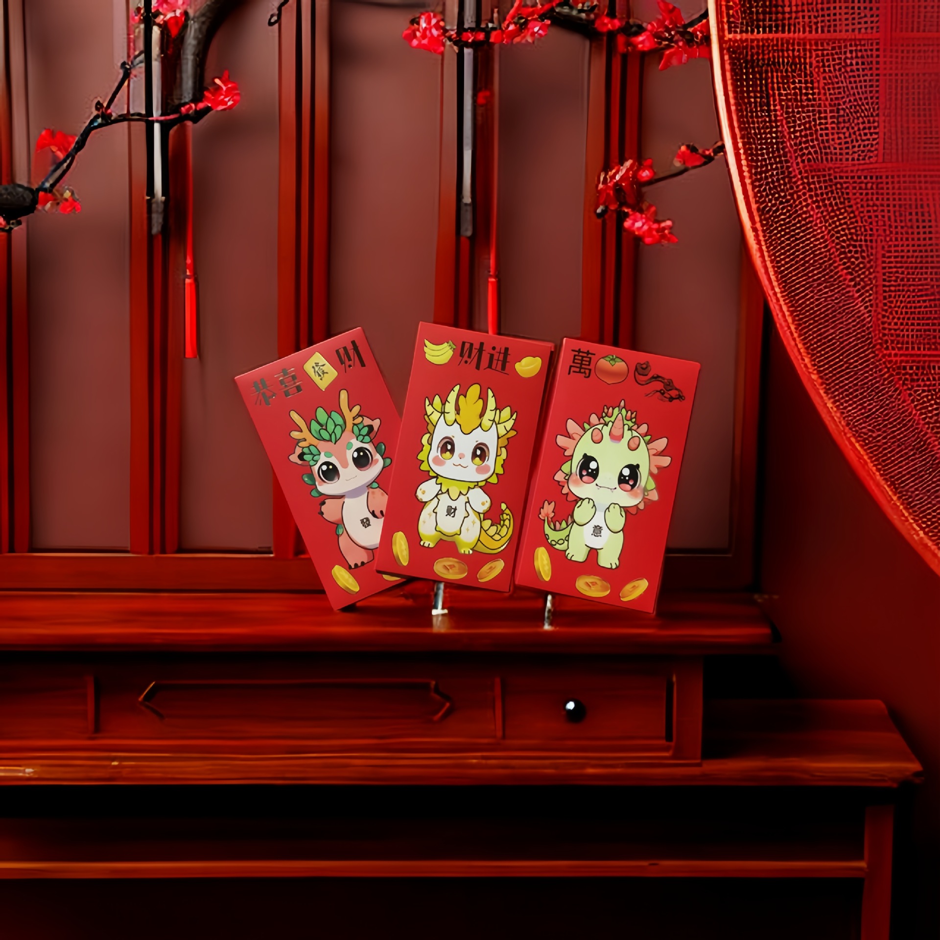 In Stock Creative Dragon Year Red Envelope Li Wei Feng National Fashion Cartoon Cute Auspicious Lucky Money Red Pocket for Lucky Money Factory Wholesale