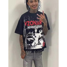 原宿街头印花大号T恤哥特式2025图形T恤y2k上衣武装哥特式男短袖