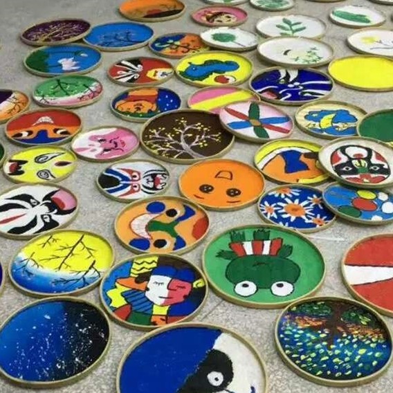 厂家批发竹编簸箕手工竹筛子幼儿园画画装饰圆形舞蹈道具竹制品