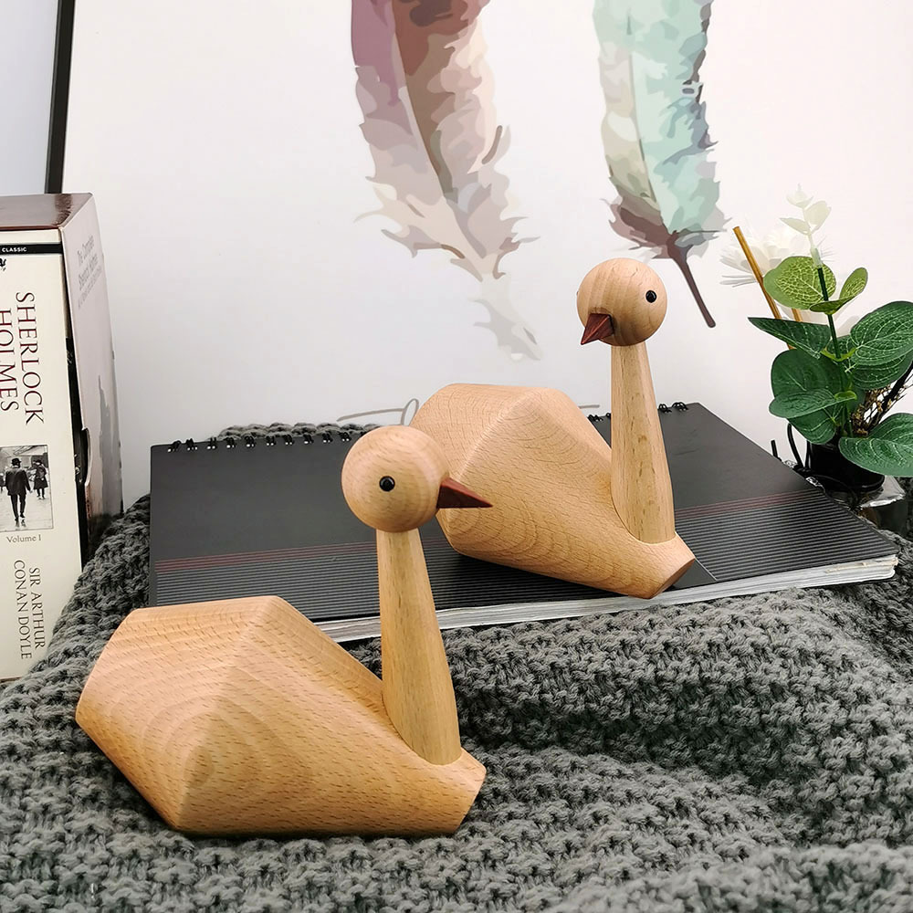 新中式小商品天鹅实木摆件家居装饰品创意生日礼物批发实木工艺品