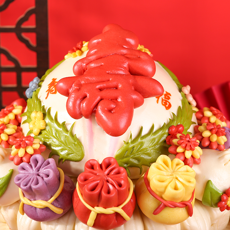 山东手工大馒头胶东花饽饽老人生日百岁寿桃点心寿糕蛋糕礼盒花糕