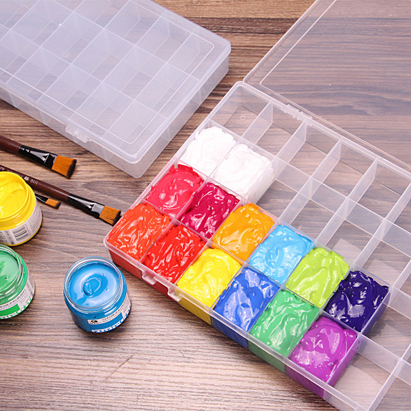 超大容量24 32 36格透明水粉调色盒丙烯 水彩颜料盒调色盒收纳盒