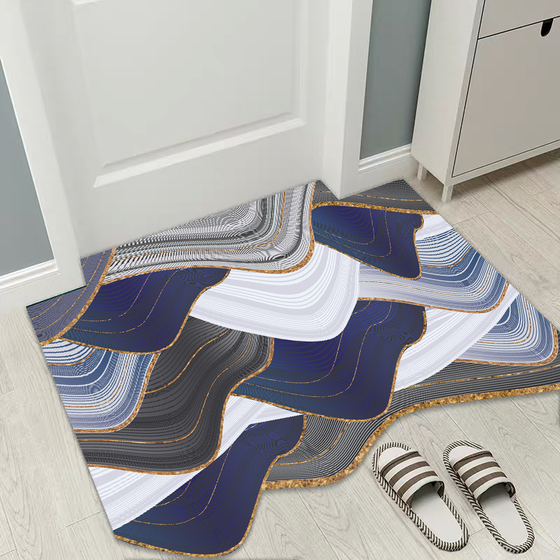 Washable Entrance Door Mat Leather Light Luxury Entrance Foot Mat Home Doorway Washable PVC Door Mat