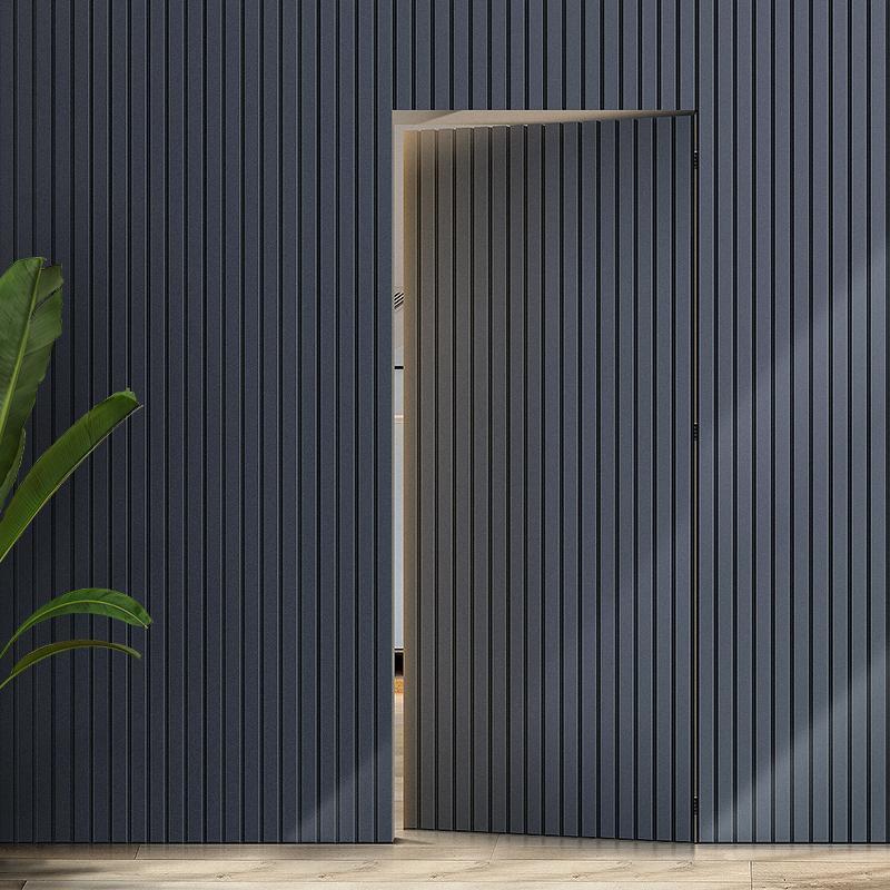 隐形门暗门实木格栅电视背景护墙板客厅门墙一体隐藏门实木饰面板