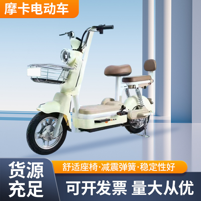 跨境新国标双人轻便电动车超长续航成人两轮电动自行车双人代步车