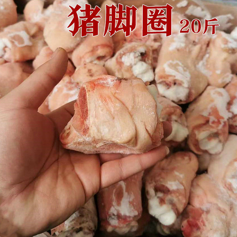 猪脚猪蹄猪脚圈鲜冻猪蹄圈20斤猪肘子下端切块猪蹄子块脚圈批发