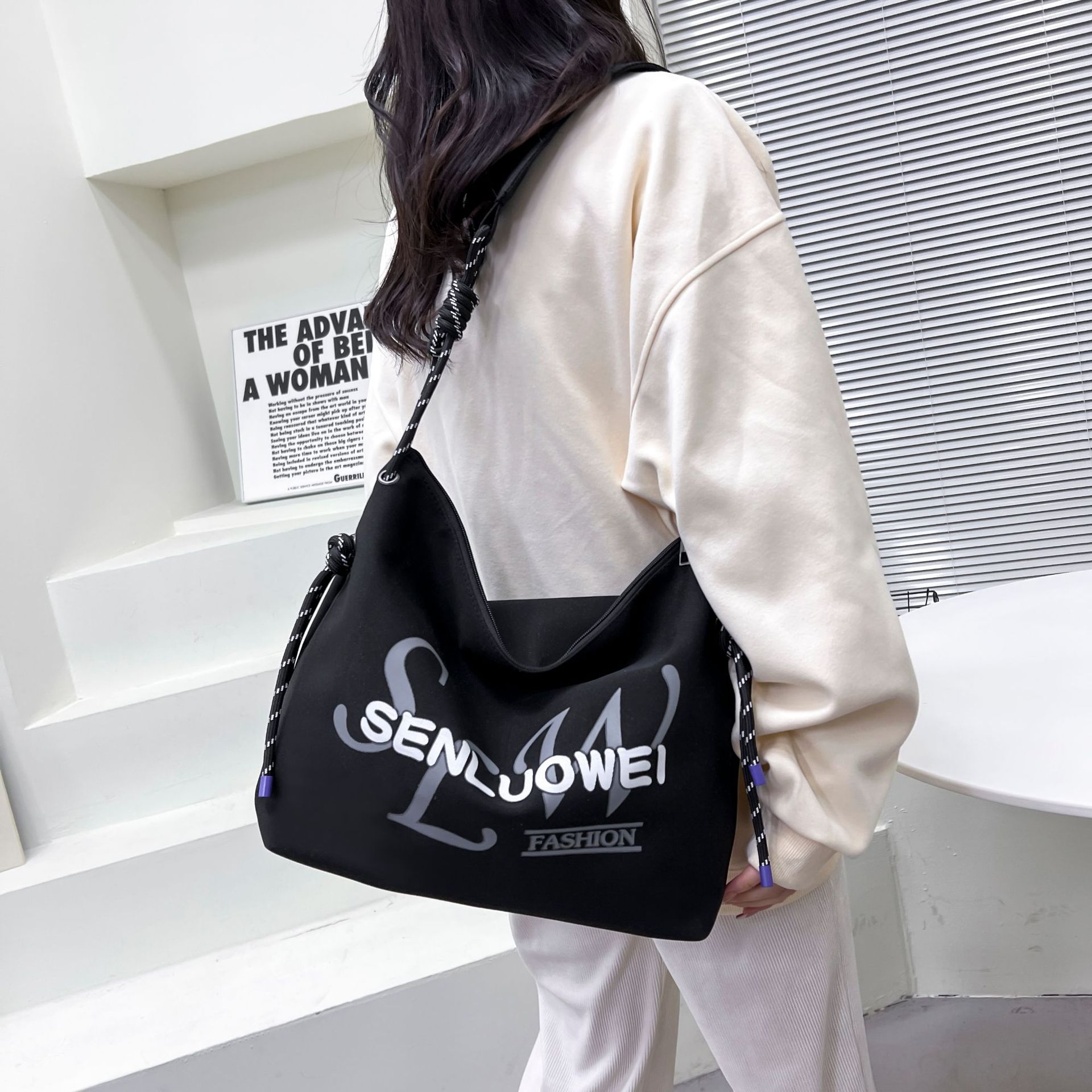 Women's Bag 2023 New Leisure Commute Women's Shoulder Bag Korean Style Student's Canvas Bag Fashion Letters Tote Bag