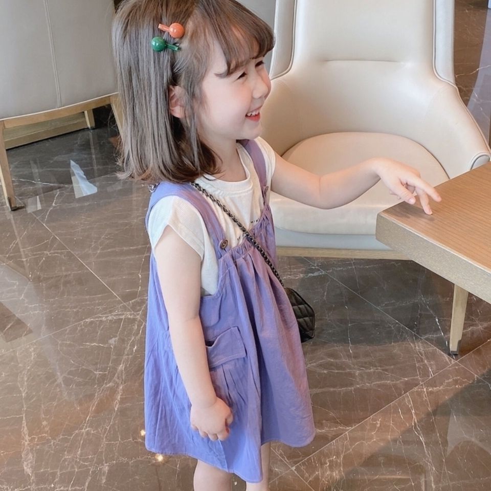 女童背带裙套装夏装女宝宝网红中小童可爱洋气儿童韩潮2021新款