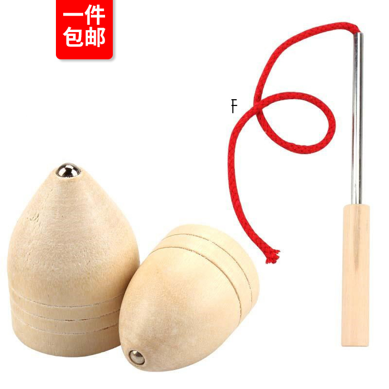 Factory Direct Sales Wholesale Wooden Children's Educational Wooden Large Gyro Toys 2 Pack Wear-Resistant Whip Fun