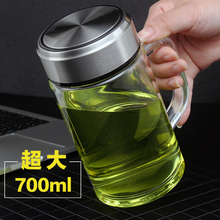单层玻璃杯带把手透明加厚泡茶杯耐热玻璃杯便携家用500ml有手柄
