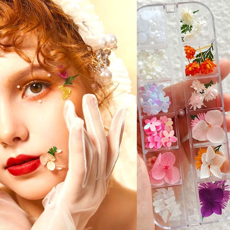 蝴蝶干花贴脸上贴饰品化妆贴花脸部装饰眼妆配饰日系新娘妆森系