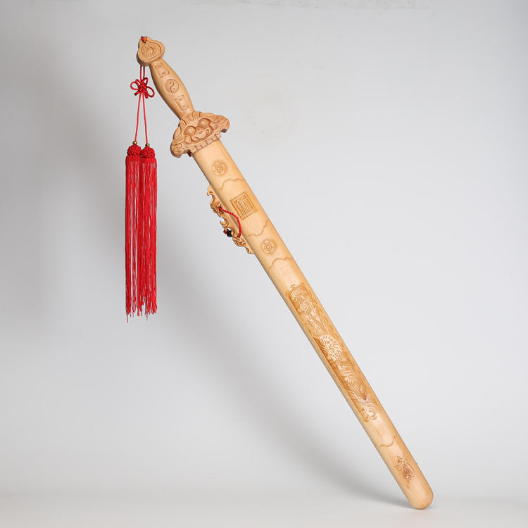 北斗七星八卦桃木剑木雕剑摆件挂件道士剑婴儿童随身饰品