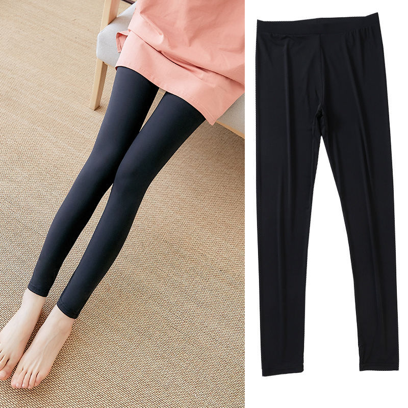 包邮冰丝打底裤女夏季薄款外穿紧身九分小脚裤弹力大码高腰显瘦防