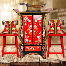 蒙古工艺木制方桌子蒙古包地桌带凳子四方桌子蒙餐饭店蒙古包用品