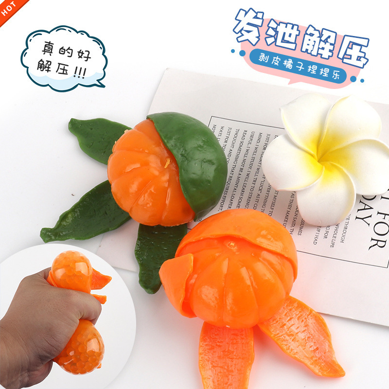 Foreign Trade New Peeling Orange Squeezing Toy Fruit Decompression Orange Toy Decompression TPR Soft Glue Creative Factory Wholesale