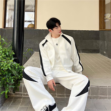 韩版休闲宽松长裤套装瑜欣2023秋季新款潮流时髦个性黑白撞色设计
