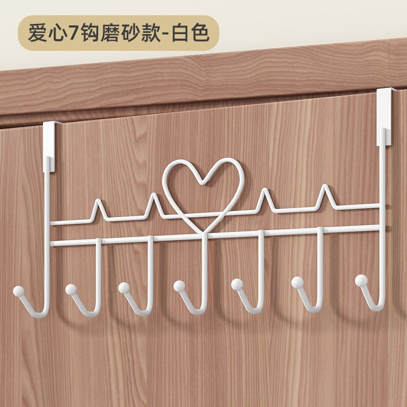 Cat-Shaped Door Rear Hook Seamless Punch-Free Heart-Shaped Hanger on the Door Wall Hanging 7 Hook Hook