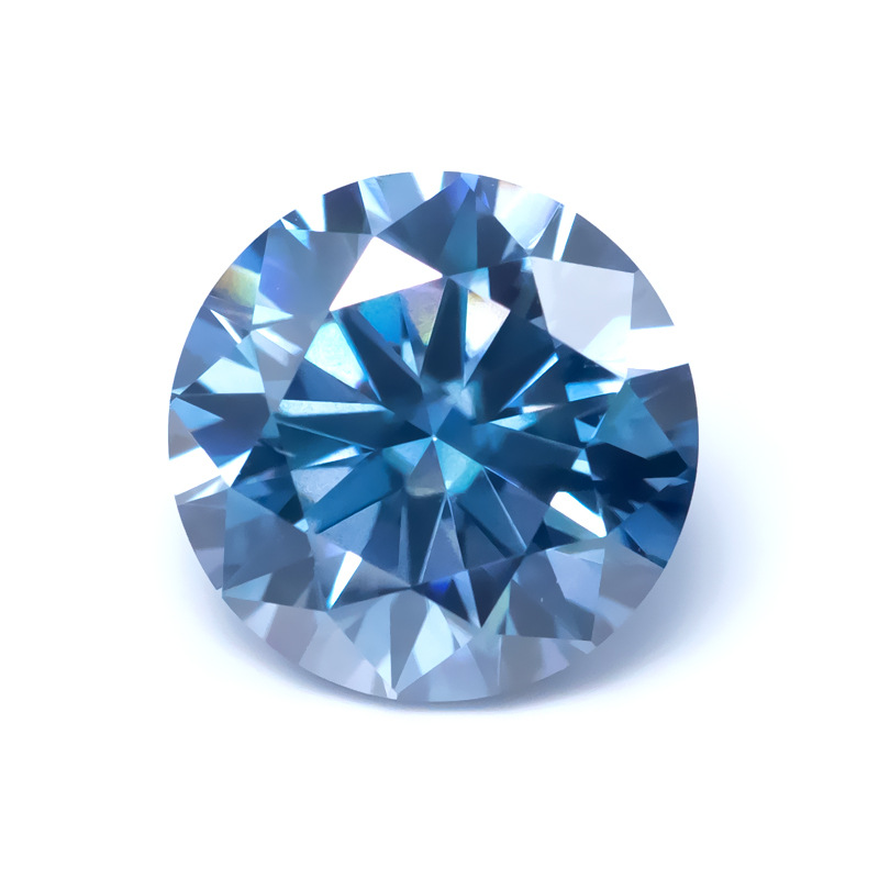 厂家现货彩色宝蓝色镀色莫桑钻 八心八箭1克拉莫桑裸石首饰戒面