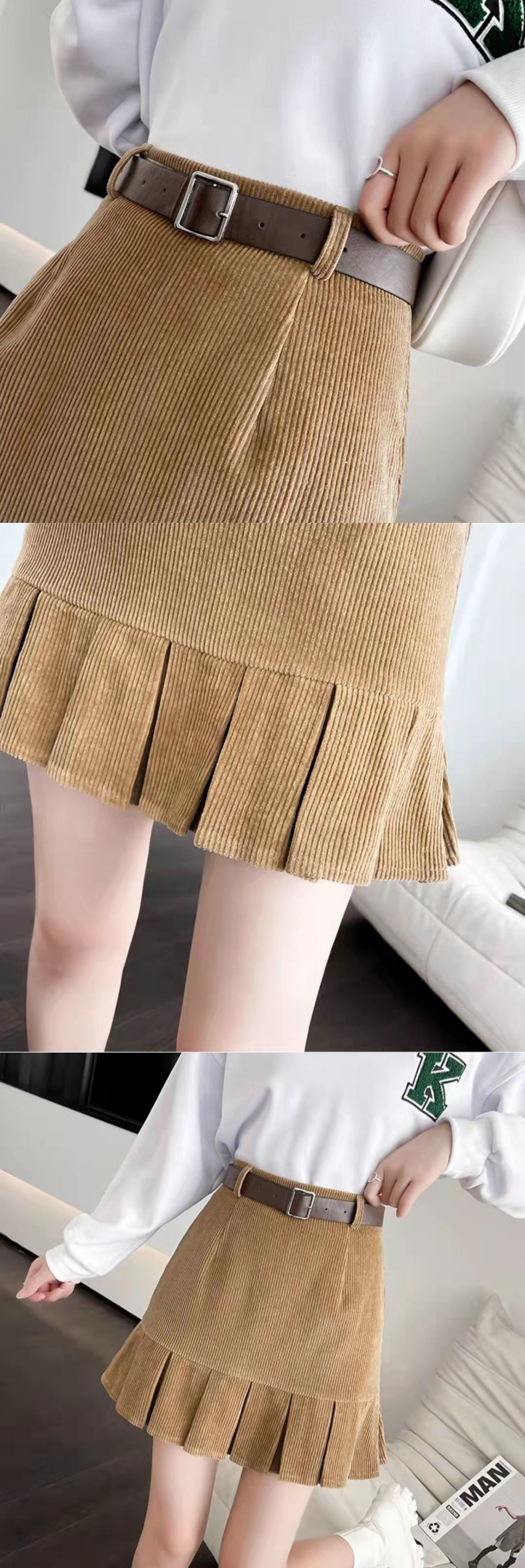 及膝裙冬秋冬加厚灯芯绒包臂半身裙202新款小个子高腰显瘦a可代发