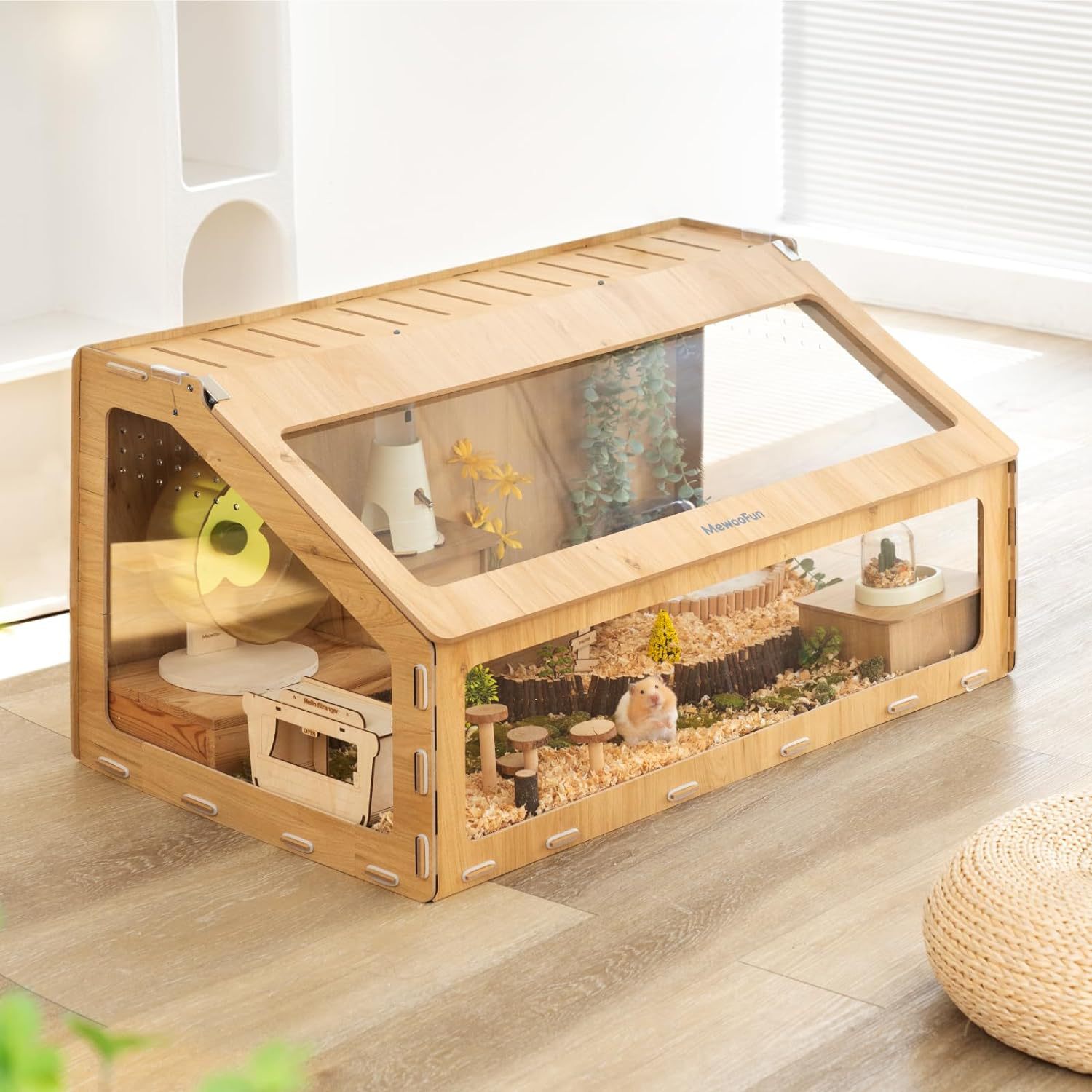 芦丁鸡木制饲养箱透明亚克力松鼠仓鼠屋家用造景宠物箱育雏恒温箱