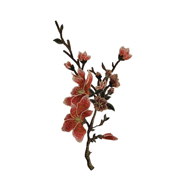 美霓绣品 水溶刺绣木棉花花朵布贴 帽子汉服配饰服装辅料刺绣花边