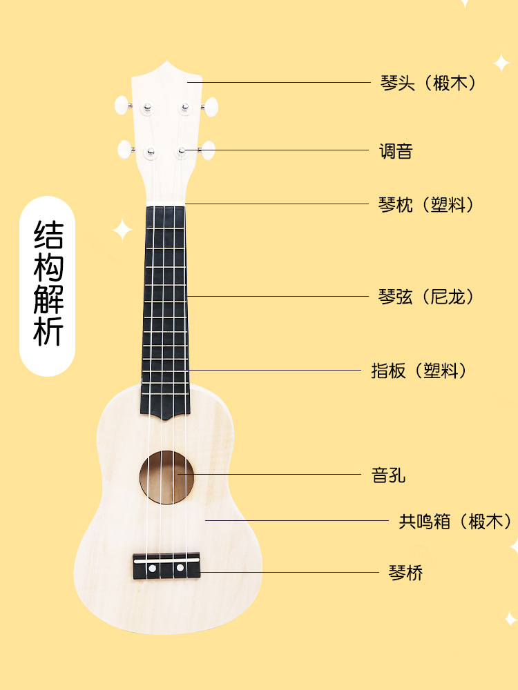 组装尤克里里小吉他手工制作材料包彩绘手绘画木质涂鸦乐器批发