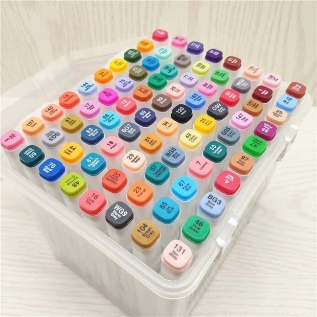 晨韵马克笔 手提桶装马克笔 双头白色马克笔 儿童美术绘画涂鸦