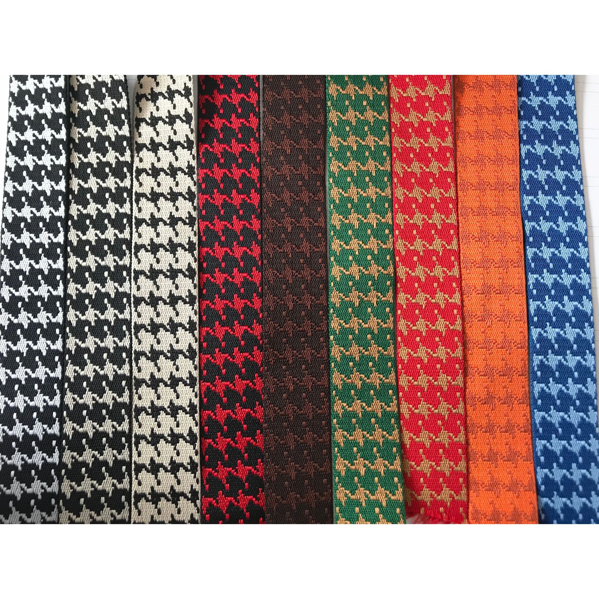 昊霖新款女包带配件鞋材刺绣带彩色宽肩带千鸟格彩色涤纶替换织带