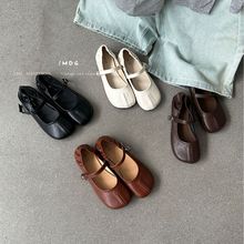 仙女玛丽珍鞋2023新款夏季韩版法式复古气质圆头平底红色浅口单鞋