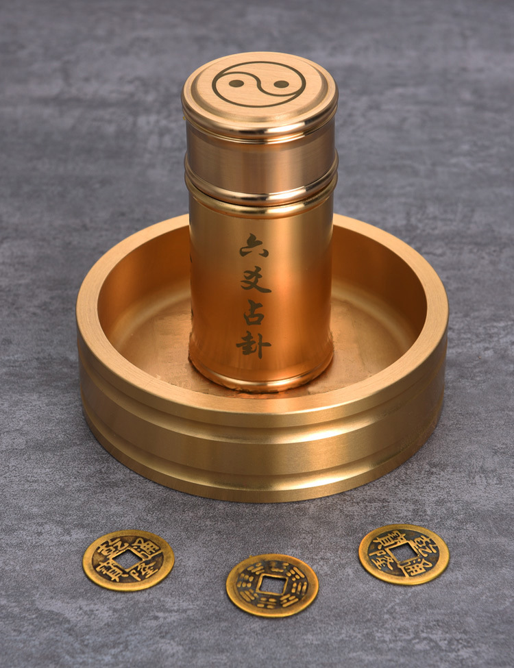 铜钱摇卦筒八卦六爻占卦工具周易预测打卦筒六十四卦象