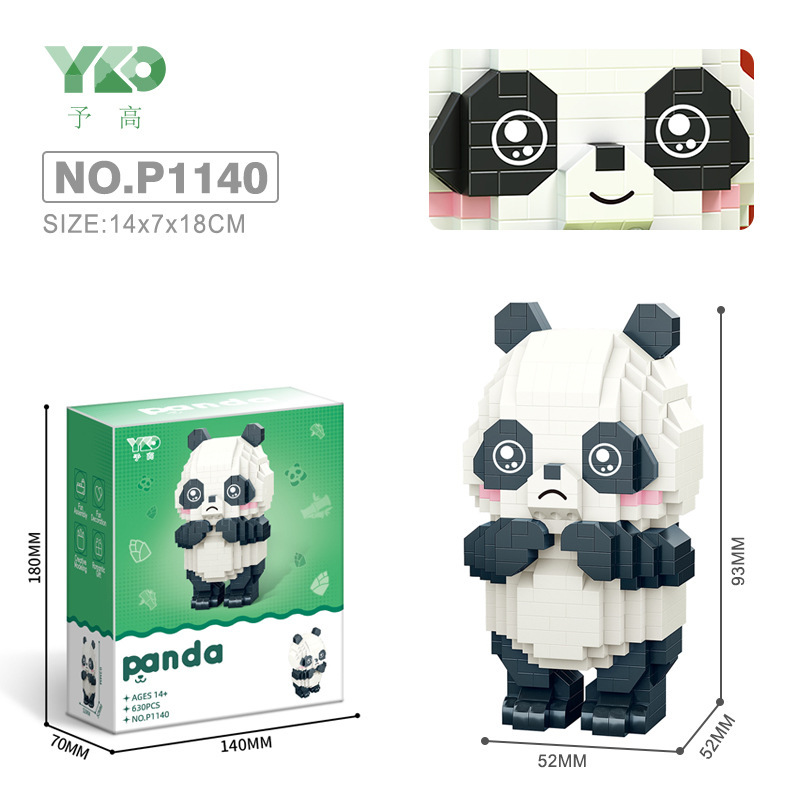 Yugao 1274-77 Panda Tumbler Toy Building Blocks National Treasure Flower Puzzle Assembly Model Gift Wholesale