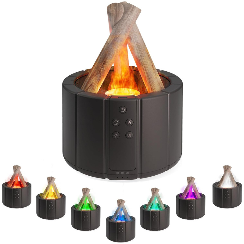 Cross-Border 2024 New Creative Simulation Flame Aroma Diffuser Expansion Fragrance Machine Home Office Desktop Flame Humidifier