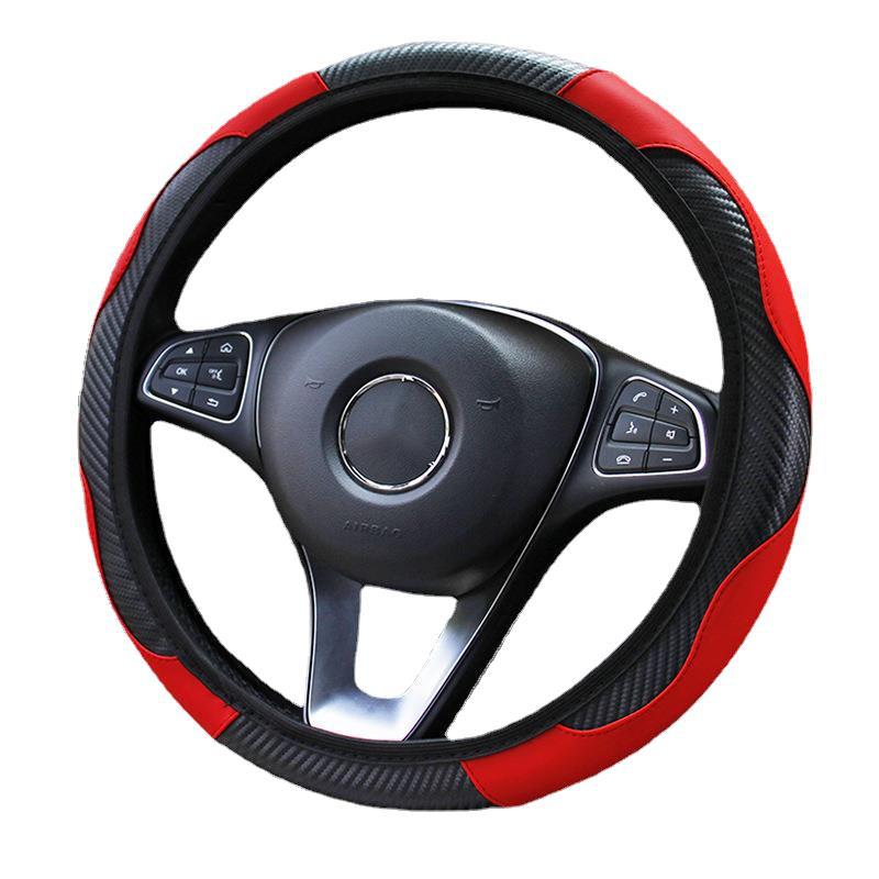 New Car Steering Wheel Cover Carbon Fiber Sports Style Elastic Band Elastic Leather Handle Cover Cross-Border E-Commerce
