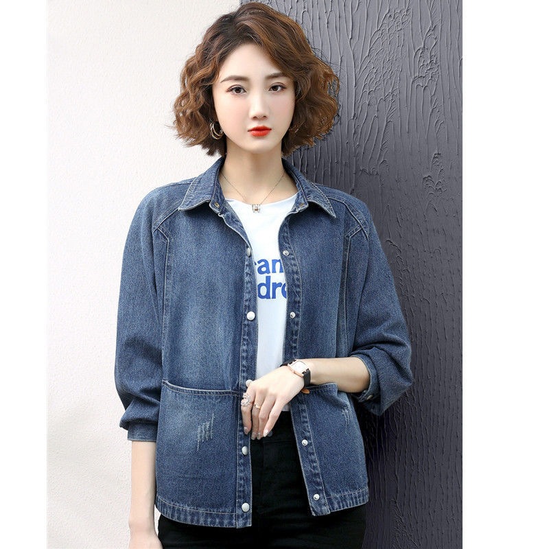 牛仔外套女短款2023春秋新款宽松洋气夹克衫中年妈妈装休闲上衣