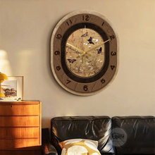 美拉德中古风带钟表挂墙客厅创意挂钟法式复古餐厅饭厅装饰画时钟