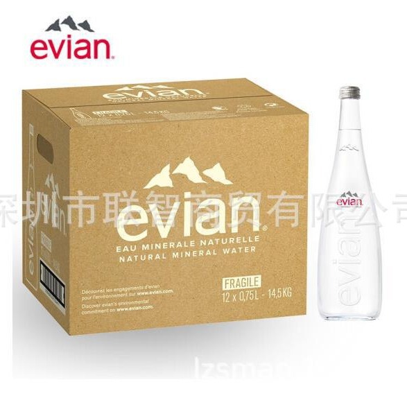 正品依*云 法国原装进口饮用天然矿泉水 750ml*12整箱,玻璃瓶装