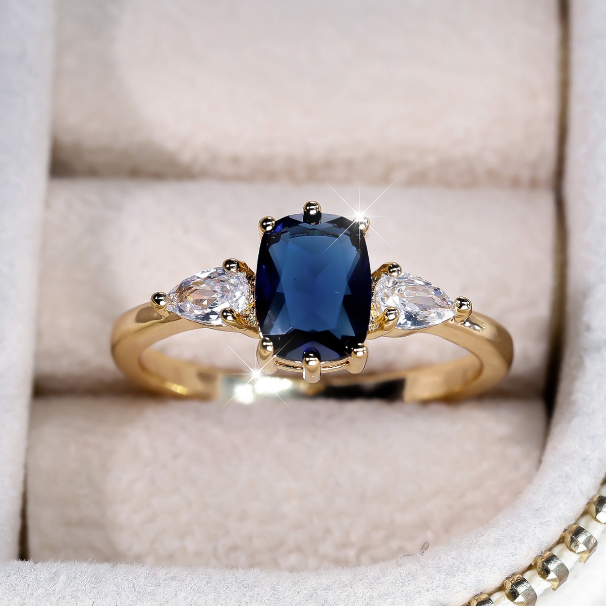 跨境wish欧美新款六爪镶嵌蓝宝石戒指简约轻奢戒指-阿里巴巴