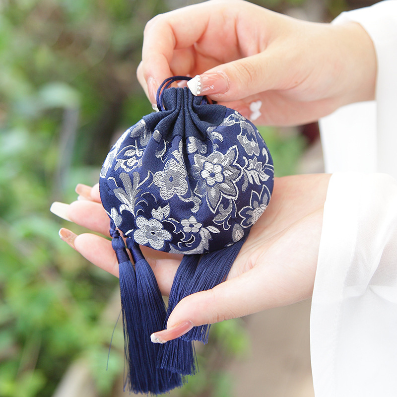 馥绣中国风锦缎花香包手工开口笑香囊汉服配饰古风福袋香囊空袋