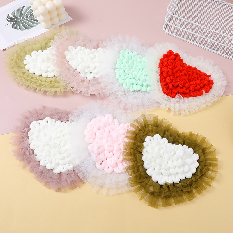 爆款 女童卫衣配件爱心网纱绣布贴大号补丁服装辅料diy毛衣外套