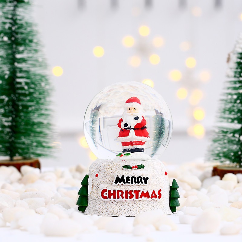 Christmas Crystal Ball with Light Children's Gift Small Ornaments Christmas Luminous Resin Glass Ball Christmas Small Gift