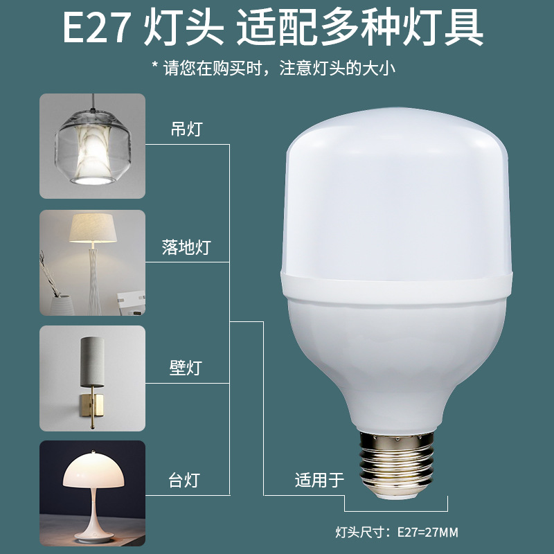 Factory Plastic Aluminum LED Energy-Saving Lamp Household High-Power Warm Light White Light Lamp for Booth Factory Workshop LED Bulb