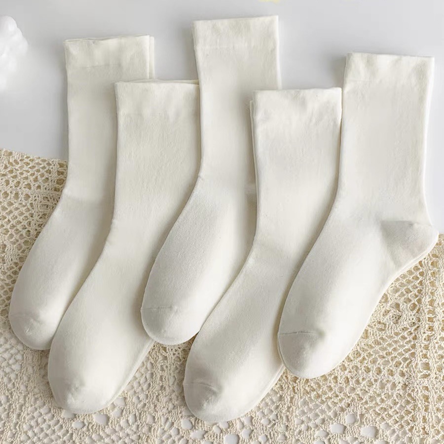 White Bunching Socks Children's Tube Socks Pure Cotton Ins Tide Maternity Socks Elderly Socks with Non-Binding Top Japanese Boneless Stockings